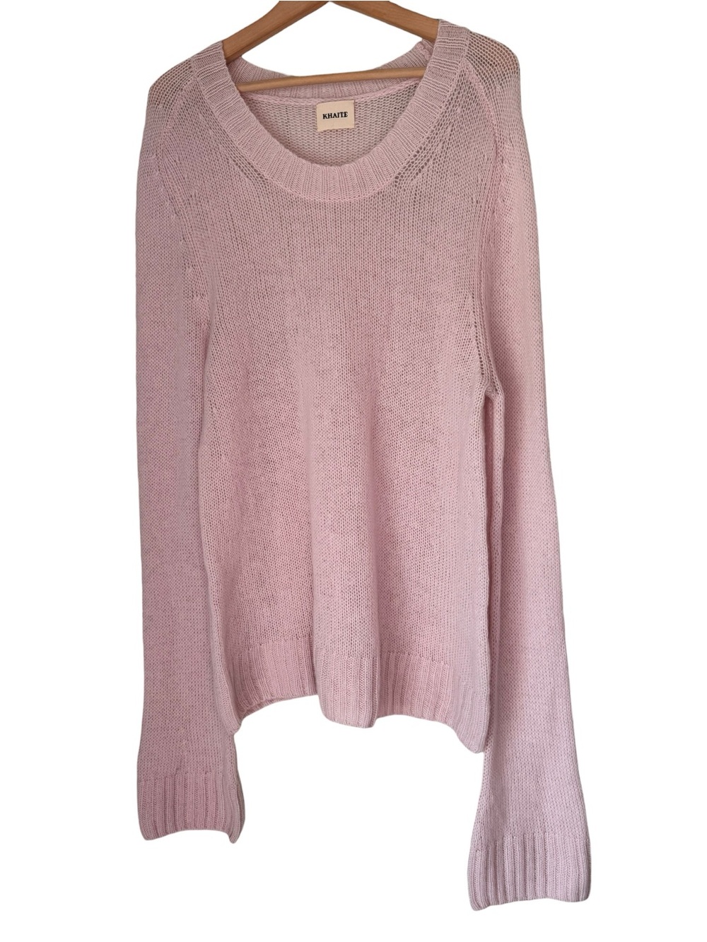 KHAITE The Mary Jane Sweater Size XL Dahlia Pink Cashmere Layering Pullover